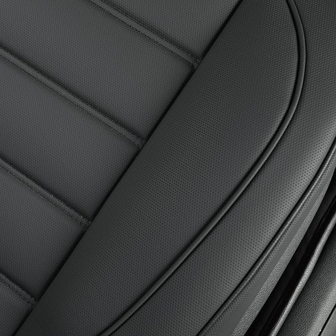 1 Pack Leather Front Car Seat Covers,Bottom Seat Covers for Cars,Driver Car Seat Cushion Cover,Luxury Seat Protectors,Waterproof,Full Wrap,for Most Vehicles,Sedan,Truck,SUV(Black)