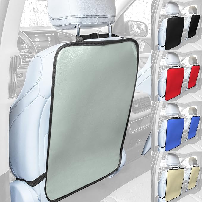 FH Group Faux Leather Auto Seat Back Kick Protectors, Heavy Duty Car Kick Mats for Kids –2-Pack Back Seat Protector for Driver and Passenger Seat, Waterproof Protection, Easy to Clean