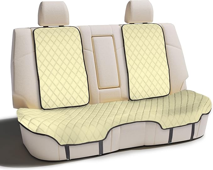 FH Group Car Seat Cushion Neosupreme Automotive Seat Cushions - Universal Fit, Rear Car Seat Cushion, Car Seat Cushions With Non-Slip Silicone Backing for SUV, Sedan, Van Rear Set Beige