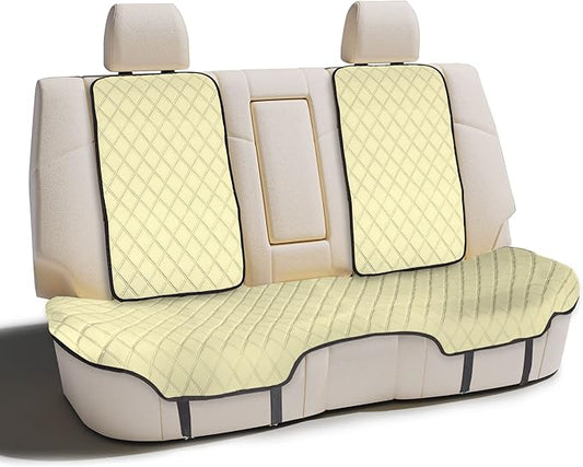 FH Group Car Seat Cushion Neosupreme Automotive Seat Cushions - Universal Fit, Rear Car Seat Cushion, Car Seat Cushions With Non-Slip Silicone Backing for SUV, Sedan, Van Rear Set Beige