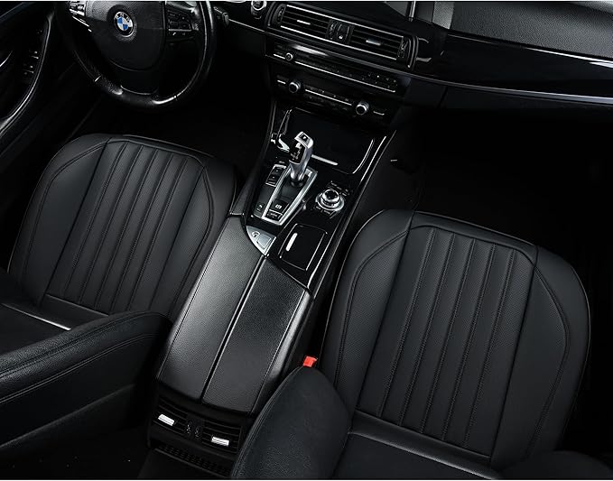 Black Car Seat Cover 2 Pack, Universal Leather Front Seat Covers Bottom Protector, Anti-Slip and Full Wrapping Edge Compatible with Most of Vehicles - SUVs/Sedans/Pickup Trucks
