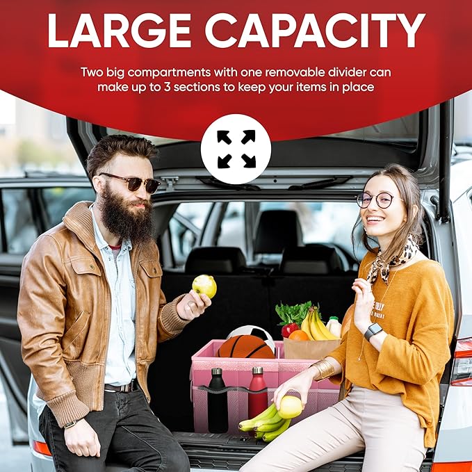 FORTEM Trunk Organizer For SUV Car Trunk Organizer, Foldable Storage, Car Accessories for Women Men, Collapsible Bag, Perfect Christmas Gifts, 600D Oxford, Non Slip Bottom, Straps, Soft Cover (65L)