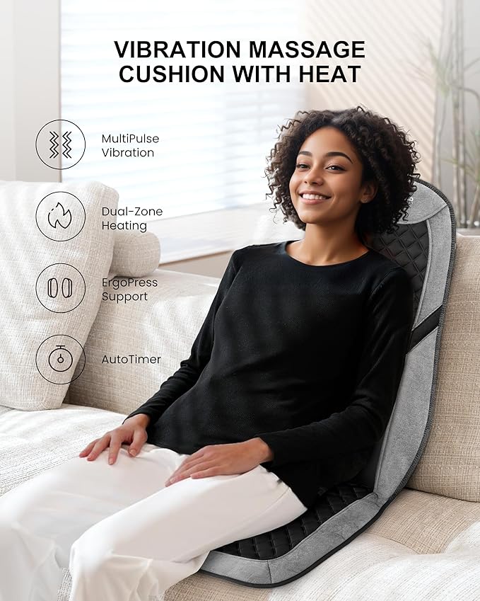 COMFIER Back Massager with Heat,Massage Chair Pad,Massage Seat Cushion with Adjustable Lumbar Support,Back Massage for Pain Relief,Chair Massager for Recliner,Valentines Day Gifts for Women Mom Wife
