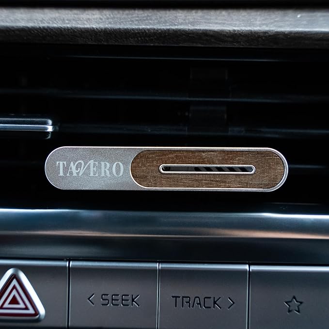 Luxury Car Air Freshener Vent Clip – Refillable Aluminum & Walnut Wood Diffuser, Minimalist Vent Freshener, Long-Lasting Scent - 1 Month Wick - 1 Pack