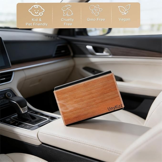 3PCS Car Air Freshener Wood Air Freshener - Car Odor Eliminator for Visor Clip Auto Accessories - Metal Clip - Essential Oils - Clean Ingredients - Teak Scent Starter Kit（Cabana/pine/amber）