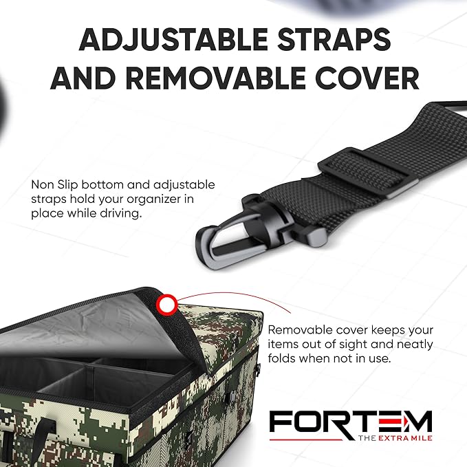 FORTEM Trunk Organizer For SUV Car Trunk Organizer, Foldable Storage, Car Accessories for Women Men, Collapsible Bag, Perfect Christmas Gifts, 600D Oxford, Non Slip Bottom, Straps, Soft Cover (85L)