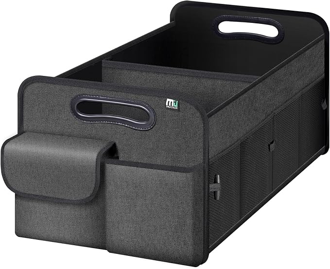 MIU COLOR Trunk Organizer for Car, Car Organizer, 8 Mesh Pockets Trunk Organizer for SUV, Non-Slip Bottom, Storage Organizer for Sedans, Van, Jeep, Grocery, 2 Compartments, Black 22"x13"x11"