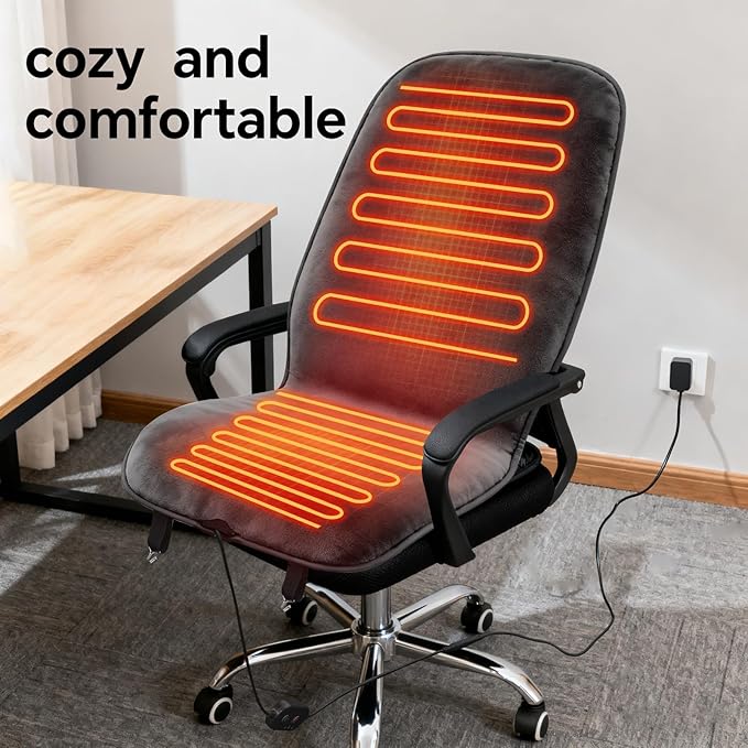 Dark Grey Heated Seat Cover Cushion with Heat Warmer, Large Size Soft Comfortable Winter Seat Cover Cushion Heating Pad for Office Home Chair Warm Christmas Holiday Gift for Winter, 3 Models Setting