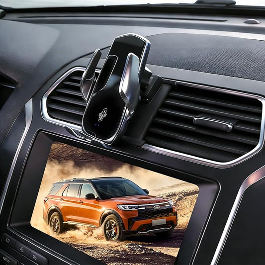 Car Phone Mount for Ford Explorer 2011–2019, 15W Wireless Fast Charging Auto-Clamping Vent Phone Holder, One-Hand Operation, Hands-Free, 360° Adjustable, Without Blocking Airflow