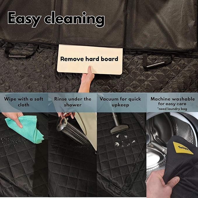 Dog Car Seat Cover for Back Seat with Hard Bottom, Waterproof Back Seat Extender, Upgraded Comfort Hammock, Anti-Scratch, Non-Slip, Easy to Clean, Supports up to 400lbs for Cars/SUVs/Small Truck