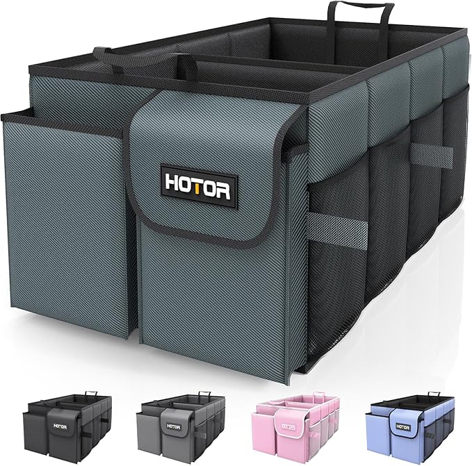 HOTOR Trunk Organizer for Car - Car Organizer, Foldable Trunk organizer for SUVs & Sedans, Sturdy Car Organization for Car Accessories, Tools, Sundries, Deep Teal, 2 Compartments, 21.3"×12.6"×10.6"