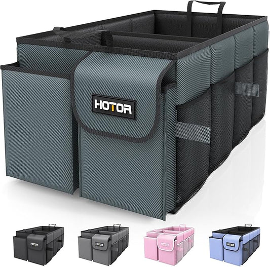 HOTOR Trunk Organizer for Car - Car Organizer, Foldable Trunk organizer for SUVs & Sedans, Sturdy Car Organization for Car Accessories, Tools, Sundries, Deep Teal, 2 Compartments, 21.3"×12.6"×10.6"