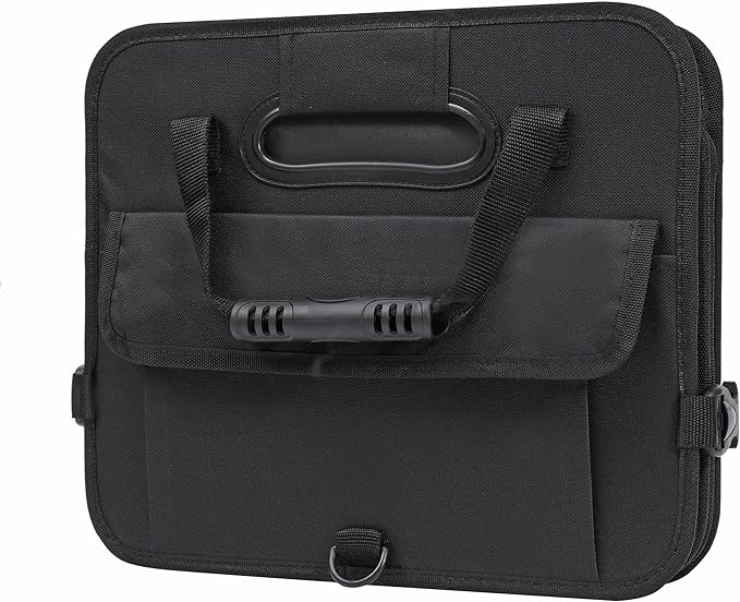 Car Trunk Organizer with Lid Storage Collapsible Multi Compartment Adjustable Straps for SUV, Truck, Sedan(Black) XL