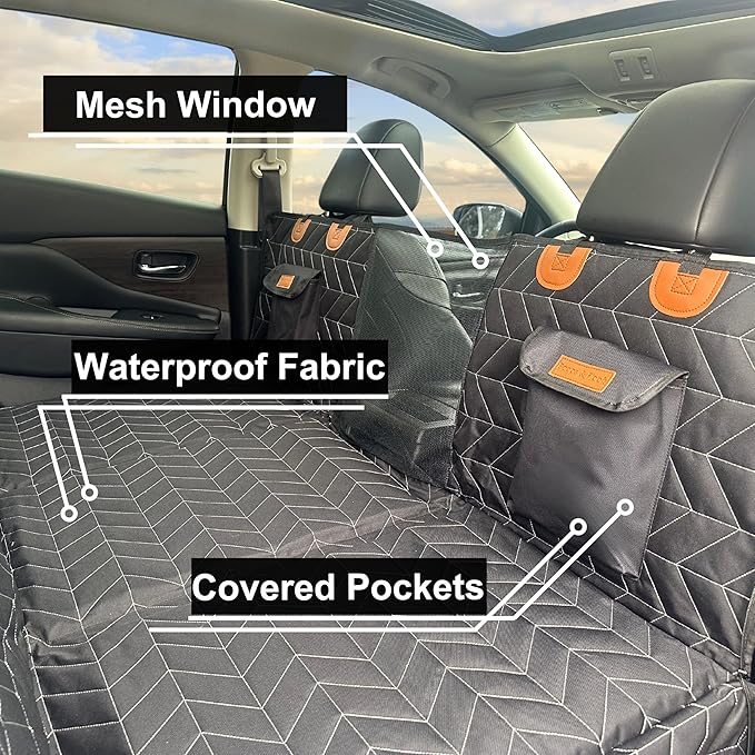 Boops & Floofs Convertible Back Seat Extender for Dogs, Half Seat Extender, Non-Slip Waterproof Hard Bottomed Hammock, Allows Passengers (PAT Pending 63/550,158)