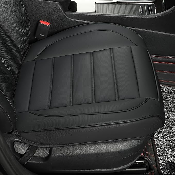 1 Pack Leather Front Car Seat Covers,Bottom Seat Covers for Cars,Driver Car Seat Cushion Cover,Luxury Seat Protectors,Waterproof,Full Wrap,for Most Vehicles,Sedan,Truck,SUV(Black)