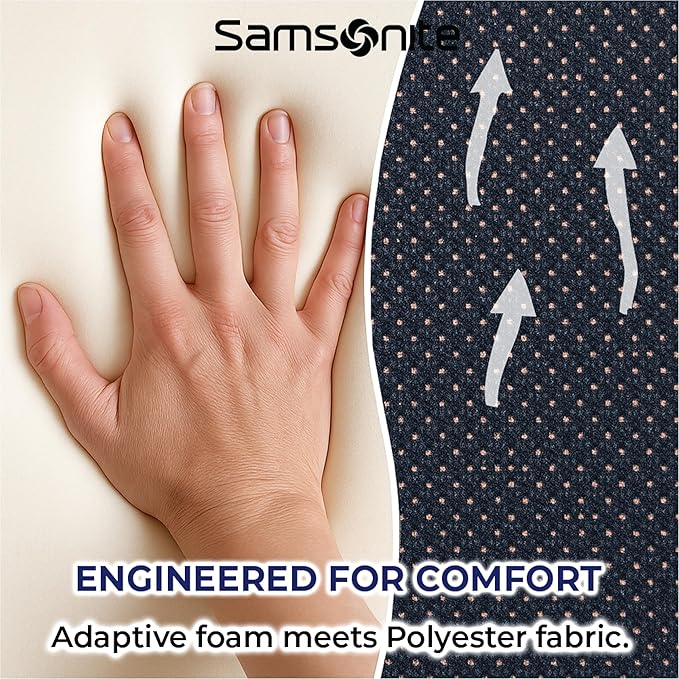 Samsonite Ergonomic Lumbar Pillow for Office Chair and Car Seat - Memory Foam Back Support Lumbar Pillow, Premium Cushion Chair Support for Lower Back Pain Relief and Versatile Use (Dark Grey)