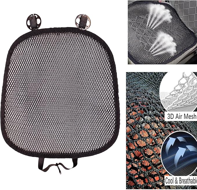 Summer Cool 3D Air Mesh Breathable Vented Car Seat Cushion Pad,Universal Auto Back Cooling Ventilated Seat Cover for Car SUV Truck Van Pickup for Driving Seat(Black, 1 Pack seat pad)