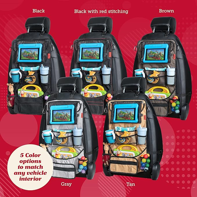 Lusso Gear Heavy Duty Back Seat Car Organizer Extra Large for Protection, Sag Proof & Reinforced Corners, Protects iPad & Backseat, 12 Versatile Car Seat Organizer Storage Compartments (Gray)