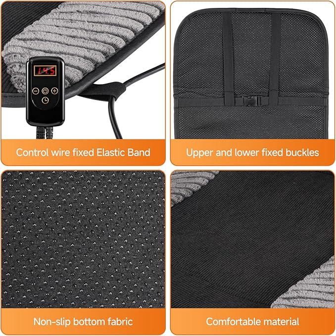 Heated Seat Cushion for Office Chair, 7-Level Heating Chair Pad with Timer, Comfortable Seat Warmer for Home, Office and More