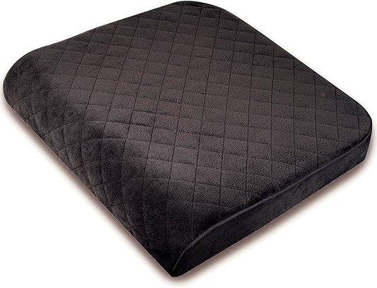 Large 19"x17"x3.25" Medium-Firm Memory Foam Seat Cushion with Cooling Effect, Washable Cover and Non-Slip Base for Office Chairs, Wheelchairs, Recliners, Cars - Back Pain Relief - Black