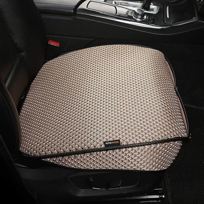 Auto Newer Breathable Universal Four Seasons Car Seat Covers，Luxury Car Seat Cushion ，Protectors for Front Seat Bottoms,Compatible with 95% Vehicles， Fit for Cars Truck SUV (Gold Beige,1PCS)