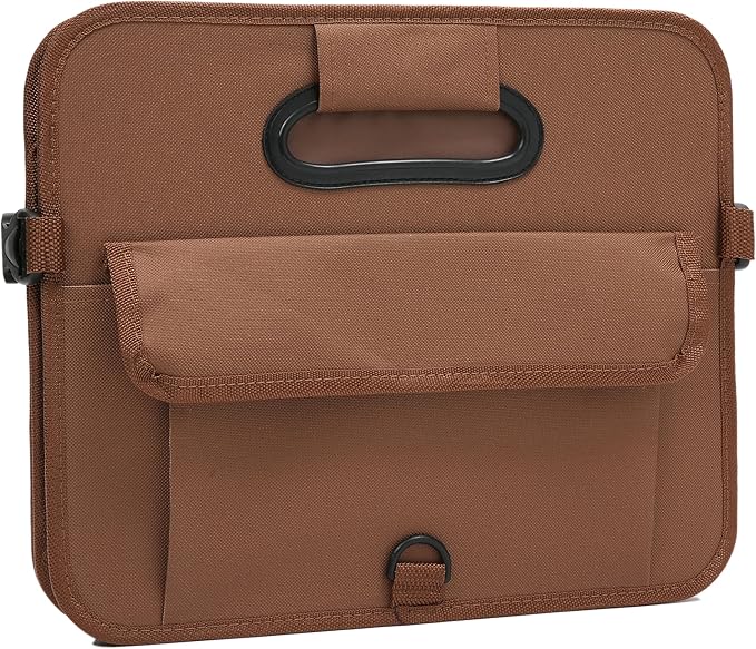 Car Trunk Organizer, Brown, Foldable, Non-slip, Adjustable, Multiple Compartments, 600D Oxford Cloth Material