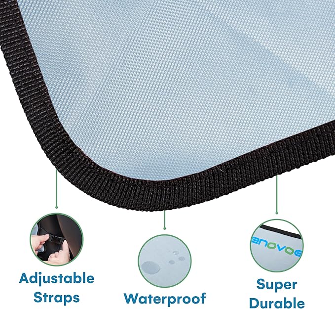 Enovoe Kick Mats - Set of 2 - Back of Seat Protector for Kids Feet - Car Seat Back Protector - Shields from Dirt and Scuffs - Durable Material - 16.8x32.8inch - Grey - Kick Mats Back Seat Protector