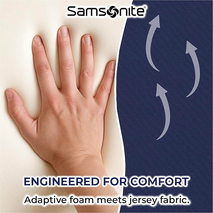 Samsonite Ergonomic Lumbar Support Pillow for Office Chair and Car Seat - Memory Foam Back Support Lumbar Pillow Premium Cushion Chair Support for Lower Back Pain Relief and Versatile Use (Dark Blue)