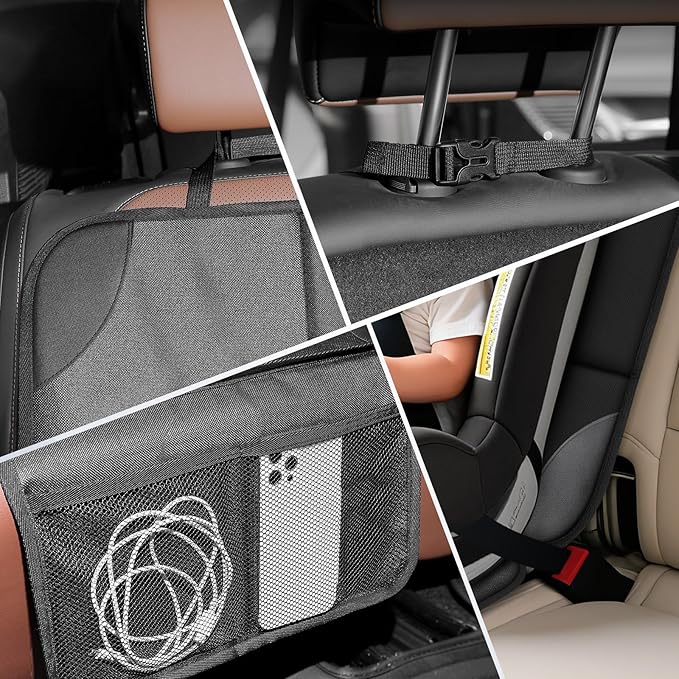 Car seat Protector 2 mesh Pocket Waterproof car seat Covers, Universal Size, Baby, pet, Children's car seat Protector, Anti Slip Bottom (1 Piece)