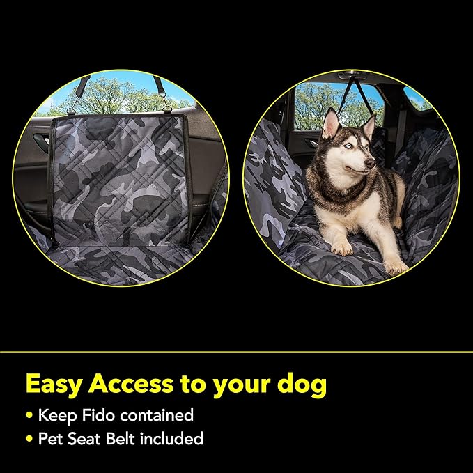 Meadowlark Dog Car Seat Cover, Heavy Duty Pet Seat Cover for Back Seat, Non-Slip Extra Padded Dog Hammock, Water-Resistant Back Seat Protector for Cars Trucks and SUVs (54" W x 58" L)