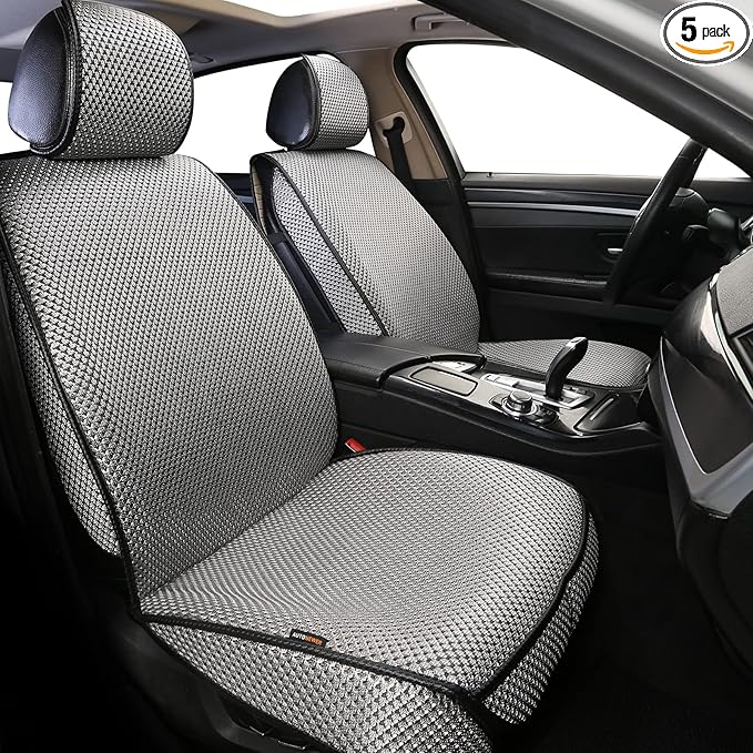 Auto Newer 2PCS Luxury Breathable Car Seat Cover,Front Car Seat Protector, Fit Four Seasons of Universal Automotive Vehicle Cushion Cover, Compatible with 90% Cars,SUV,Trucks (Gray,Front Seats)