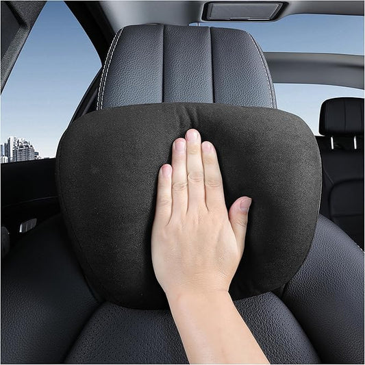 car headrest Pillow, car Neck Pillow for Driving, 11.8x7.5 inches Head Rest Pillow for car,Fits Most car Models, Suede Fabric with Polyester Fiber Filling(Black 1PC)