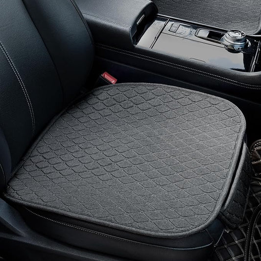 Linen Car Seat Covers for Cars - Non-Slip and Soft, 2 PCS Bottom Seat Cover Protectors with Storage Pocket, Linen Front Seat Covers Used for SUVs, Cars, Sedans (Deep Grey)