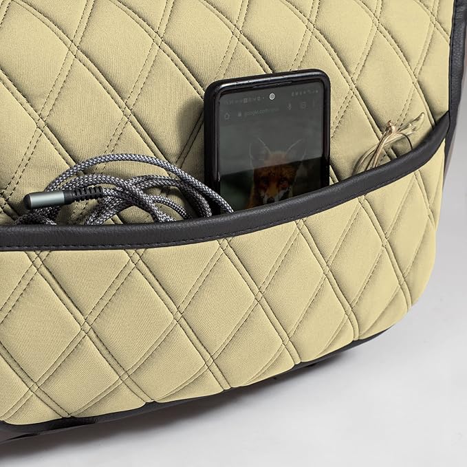 FH Group Car Seat Cushion – Neosupreme Single Front Seat Cover with Front Pockets, Airbag Compatible, Universal Fit Car Seat Cushion for Driver or Passenger Seat, SUV, Truck, Sedan & Van – Beige