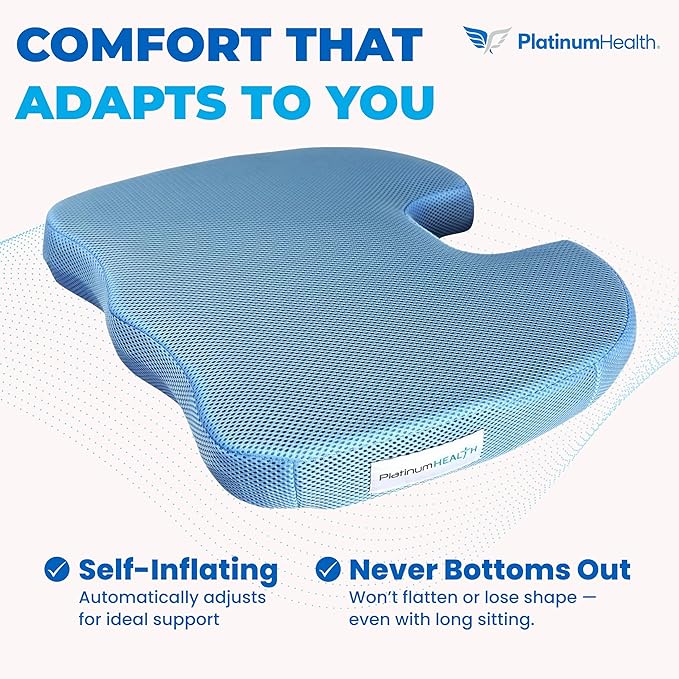 Air-Logic Smart-Cushion Premium Seat Cushion. User Adjustable Comfort. Never Bottoms Out. Self-Inflating Air/Foam Technology. Coccyx Cutout, Relieves Sciatica, Back/Tailbone Pain. Free Carry Bag (1)
