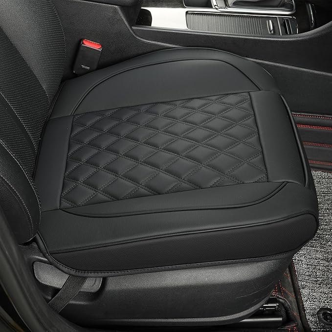 1 Pack Leather Front Car Seat Covers,Bottom Seat Covers for Cars,Driver Car Seat Cover,Luxury Seat Protectors,Waterproof,Anti-Slip,Full Wrap,for Most Vehicles,Sedan,Truck,SUV(Black)