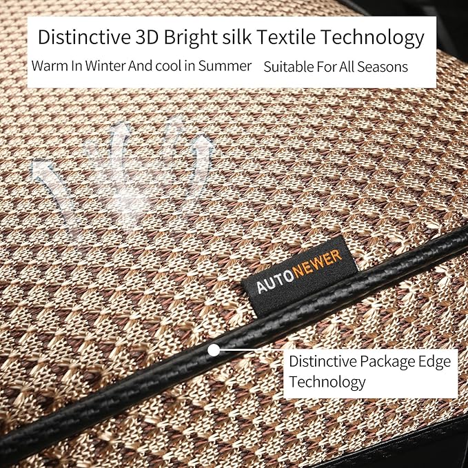Auto Newer Luxury Breathable Car Seat Cover Fit Four Seasons, Universal Front of Car Seat Cushions, Bottom Seat Covers of Full Wrapped Edge,Universal Fit for 95% Cars,SUV,Pickup(Beige,1PCS)