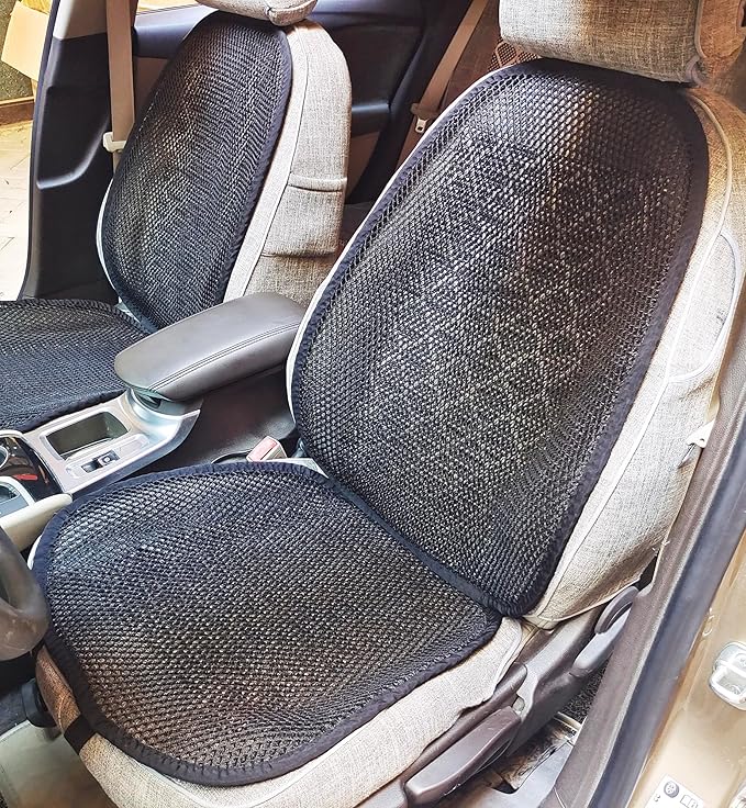 YUNZLAN Cool Car Cushion Cover Set Breathable Mesh Car Seat Cushion (Black, 1 Pack Seat Pad+1 Pack Back Cushion)