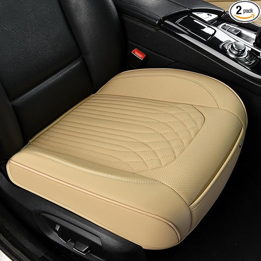 KAYI Car Seat Cover, Memory Foam Car Seat Cushion, Non-Slip Bottom Breathable Car Seat Cover, Relieve Tailbone Pain, Car Seat Protector, Suitable for 95% of Vehicles (Beige, 2 Pack)