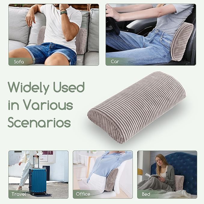 HIGOGOGO Lumbar Support Pillow for Recliner Chair/Accent Chair/Couch, Memory Foam Back Support Cushion for Elderly, Recliner Cushions for Back Rest, Pain Relief, Reading, Washable Cover, Grey