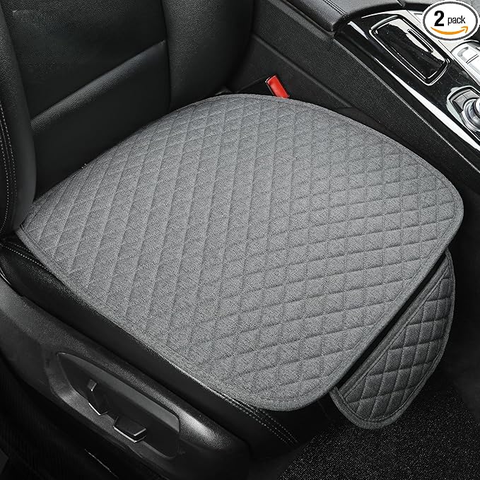 West Llama Linen Car Seat Covers,Bottom Seat Covers for Cars Include 2 Piece Front Driver Seat Pad Mat Universal Fits 90% Vehicles,SUVs,Cars,Sedans(2Piece-Gray)