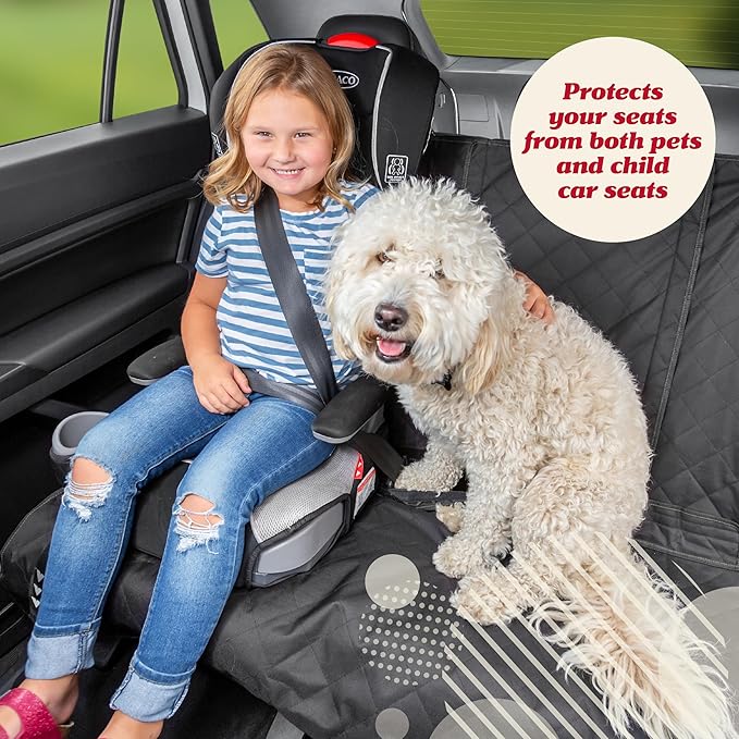 Lusso Gear Car Seat Cover & Protector for Dogs - Non-Slip Waterproof Seat Covers for Trucks & Cars - Universal Fit Dog Backseat Protector - Machine-Washable Pet Travel Accessories - Gray, Large