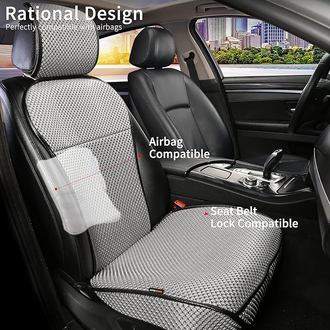 Auto Newer Luxury Breathable Car Seat Cover Fit Four Seasons, Universal Front of Car Seat Cushions, Bottom Seat Covers of Full Wrapped Edge,Universal Fit for 95% Cars,SUV,Pickup,Van(Grey，2PCS)