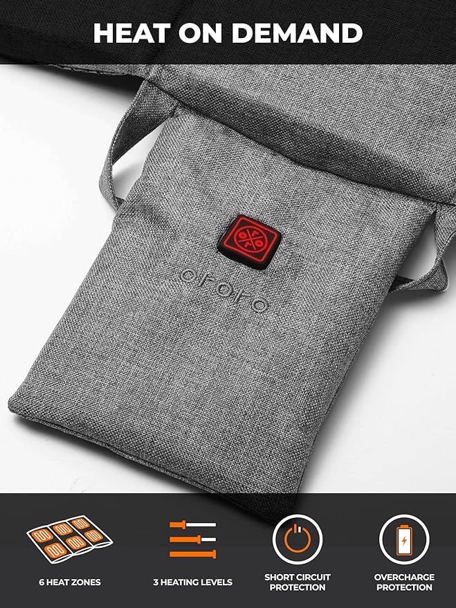 ORORO Heated Seat Cushion with Battery Pack, Foldable USB Heated Seat Cover Pads for Office Chair, Stadium, Camping