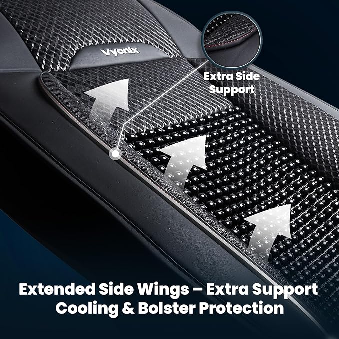 Semi Truck Beaded Seat Covers, Cooling Car Seat Cushion for Back Support, Anti-Sweat Seat Covers for Trucks, Universal Fit for Volvo, Kenworth, Freightliner, Improved Comfort & Durability (2)