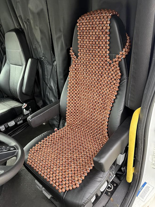 Extra Large Natural Wood Beaded Seat Cover Massaging Cooling Cushion for Truck, Trailer, Van