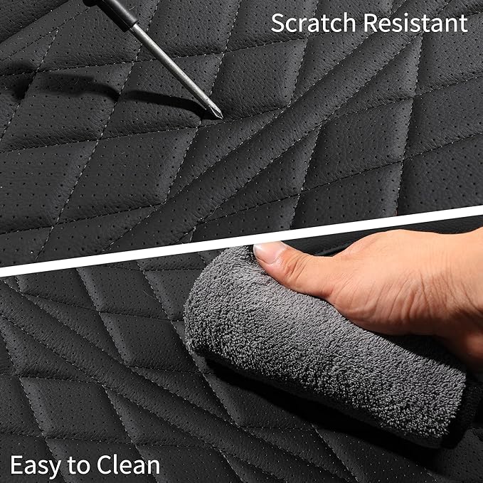 Car Seat Cover Custom Fit for Dodge Ram 1500 2500 3500 2002-2026 Faux Leather Seat Cover Set Compatible with Crew Quad Regular Cab Pickup Truck Cushions (Black, Full Set, Flat Rear)