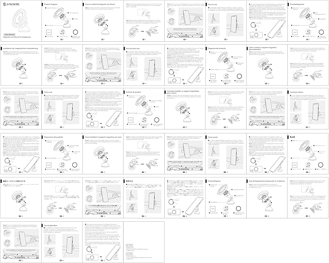 SYNCWIRE for MagSafe Car Mount - 360 Rotation Magnetic Phone Holder for Car Dashboard, Strong Magnet Car Phone Holder Mount Compatible iPhone 17 Pro Max Air 16 15 14 13 - Car Accessories for Women Men