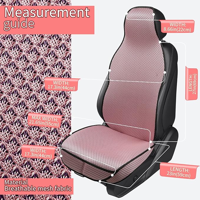 Auto Newer Car Seat Cover, Breathable Mesh, Universal Fit, Car Seat Protector, Pink, 2PCS