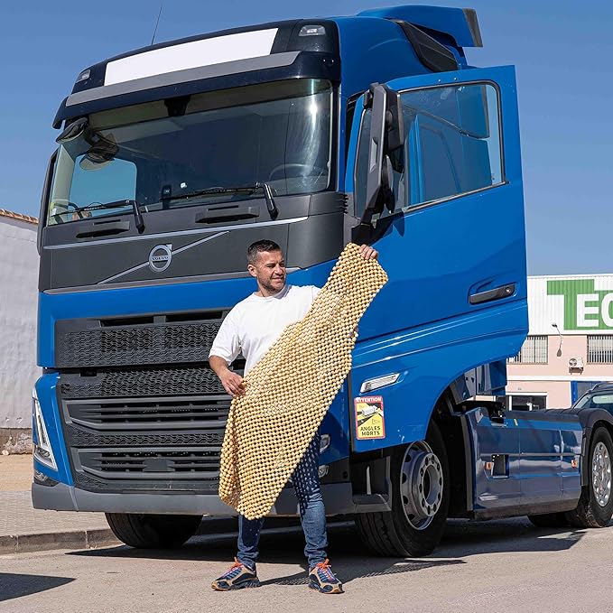 ZONETECH Beaded Seat Cover for Cars Cooling, Massage Cushion, Car Seat Natural Wooden Beads for Semi Truck, Trailer, Car (Natural, 2-Pack)